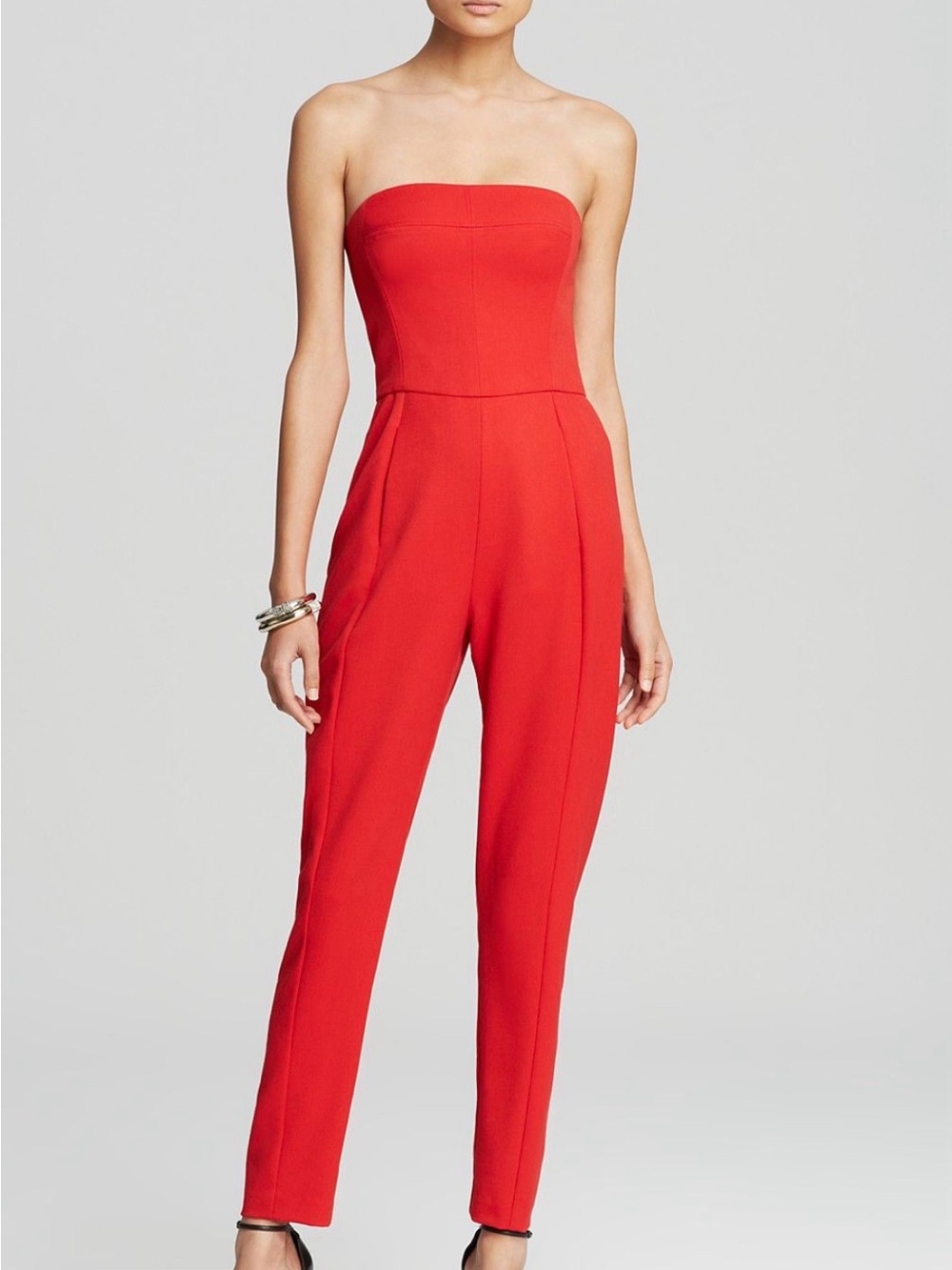 Black Halo Strapless Red Jumpsuit | Sz 0